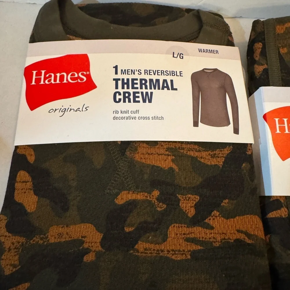 Hanes Originals Men's Raschel Reversible Knit Thermal Top & Thermal Bottom